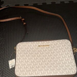 Michael Kors Signature Brown and Cream Crossbody Bag